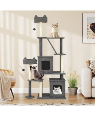 71'' Tall Cat Tree for Indoor Cats Modern Multi-Level Cat Tower Activity Center
