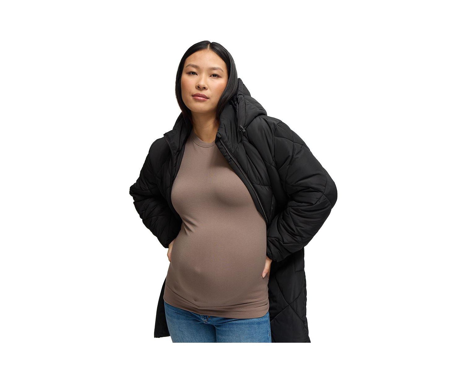 Maternity Ingrid + Isabel Longline Puffer Jacket with Removable Babywearing Cocoon Insert
