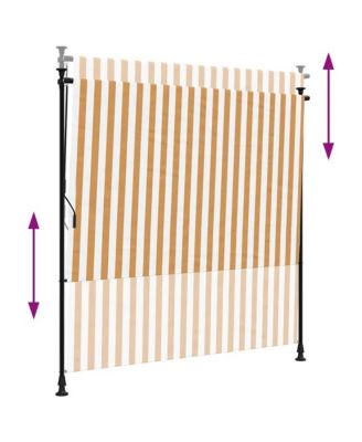 Outdoor Roller Blind Orange and White Polyester, Steel