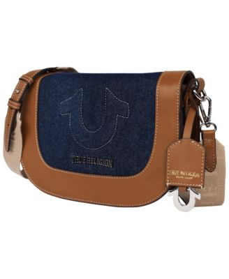 Denim Raised Horseshoe Crossbody Flap