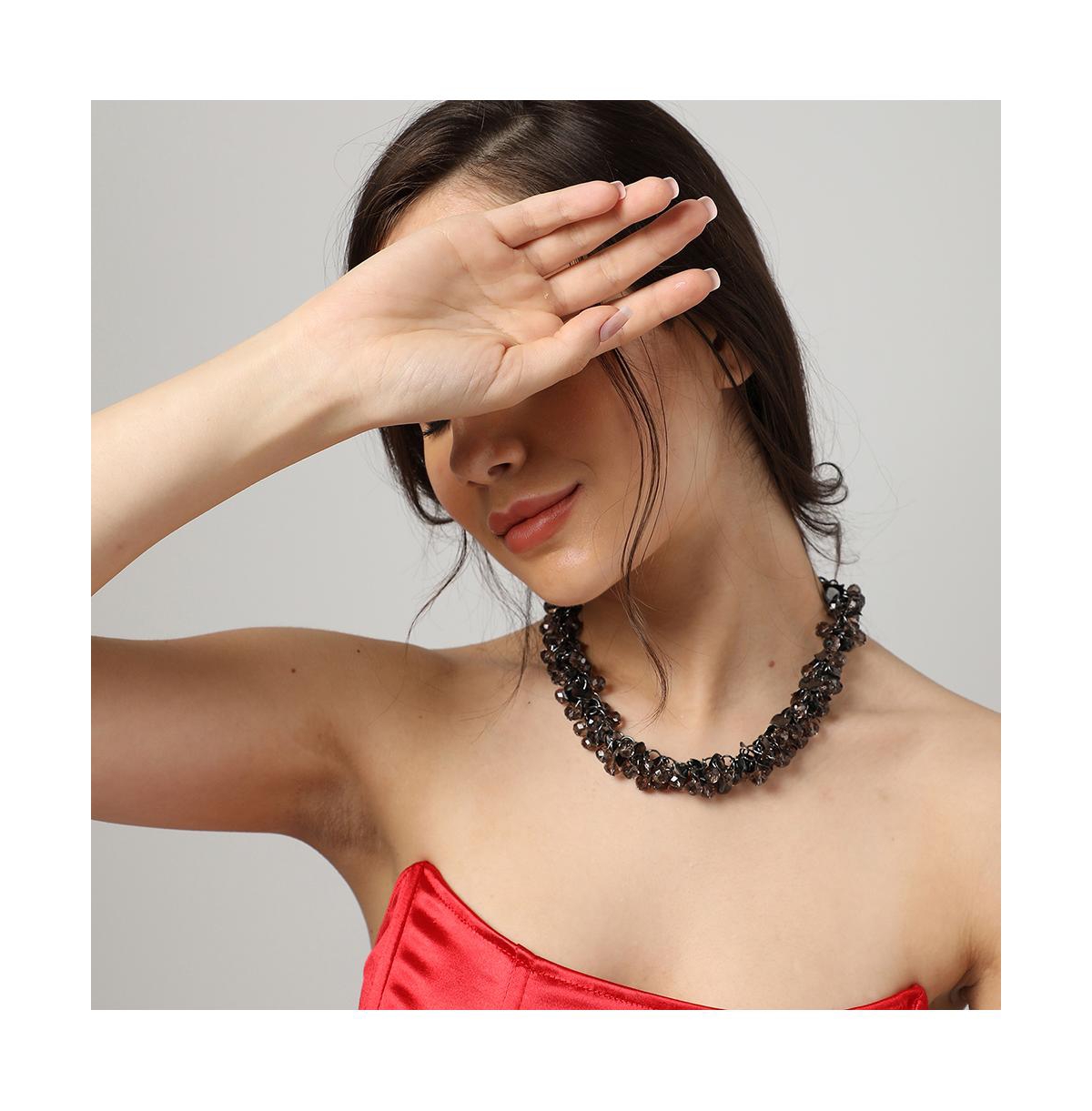 Sohi Women's Silver Cluster Collar Necklace In Black
