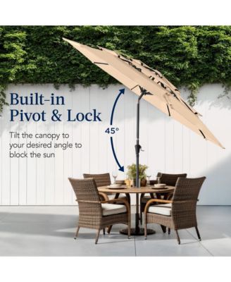 10ft 3-Tier Patio Umbrella, Market Sun Shade w/ Tilt Adjustment, Easy Crank