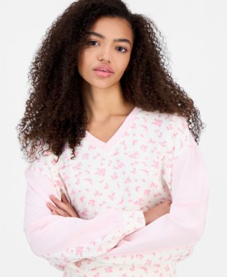 Juniors' Scuba V-Neck Colorblock Sweatshirt