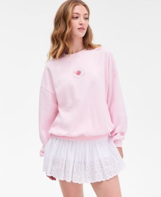 Just Polly - Juniors' Long-Sleeve Beaded Crewneck Sweatshirt