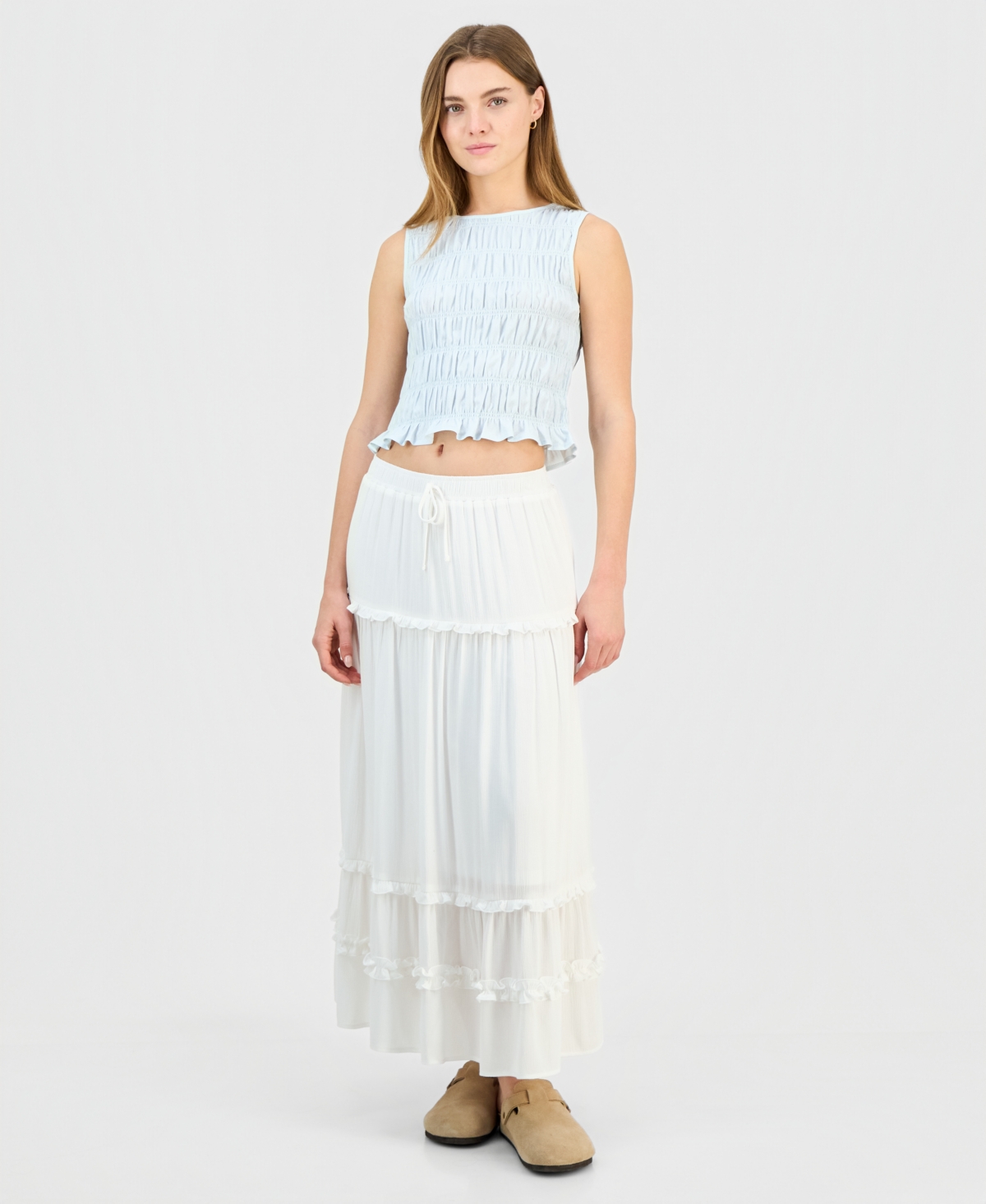 Celebrity Pink Juniors' Ruffle-tier Maxi Skirt In White