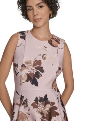 Plus Size Printed Sleeveless Fit and Flare Dress