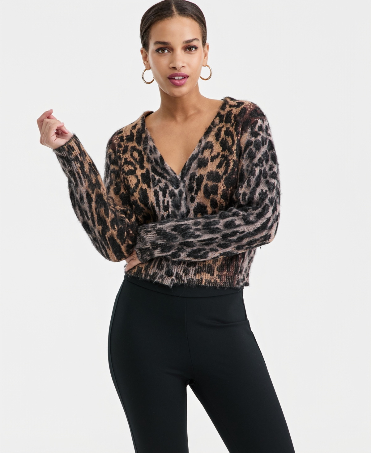 Bar Iii Women's Animal-Print Cardigan, Macy's Exclusive
