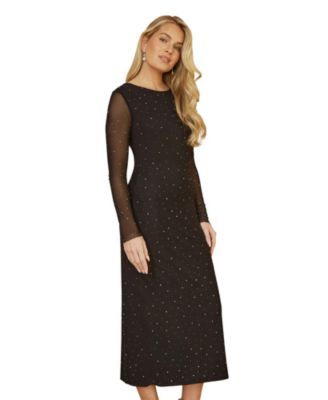 Women's Sparkle Mesh Bodycon Midi Dress