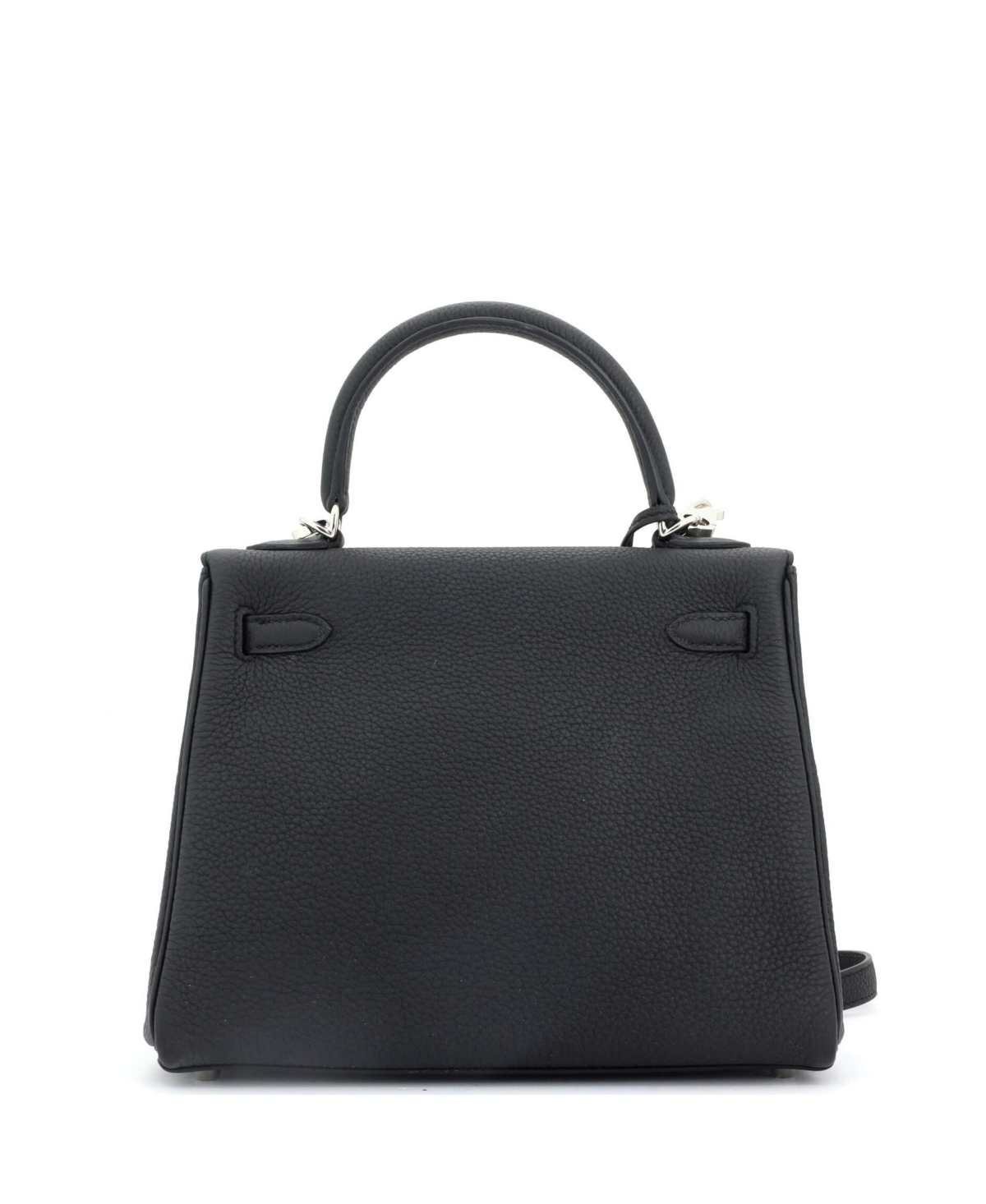 Pre-Owned Hermes Kelly 25 Handbag Black Togo with Palladium Hardware
