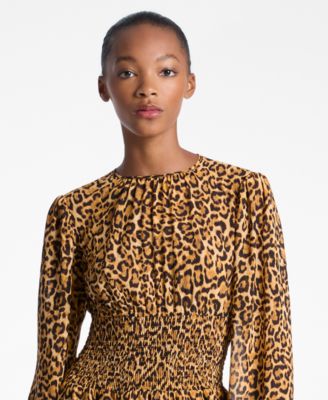 Michael Kors Michael Kors Women's Long Sleeve Smocked Maxi Dress
