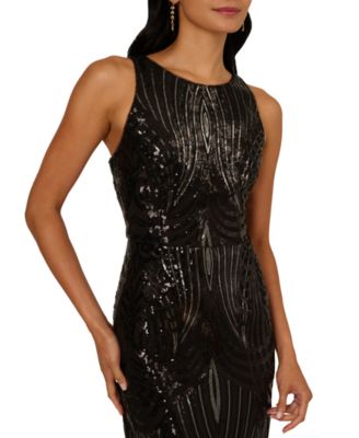 Women's Sequin Crewneck Sleeveless Gown