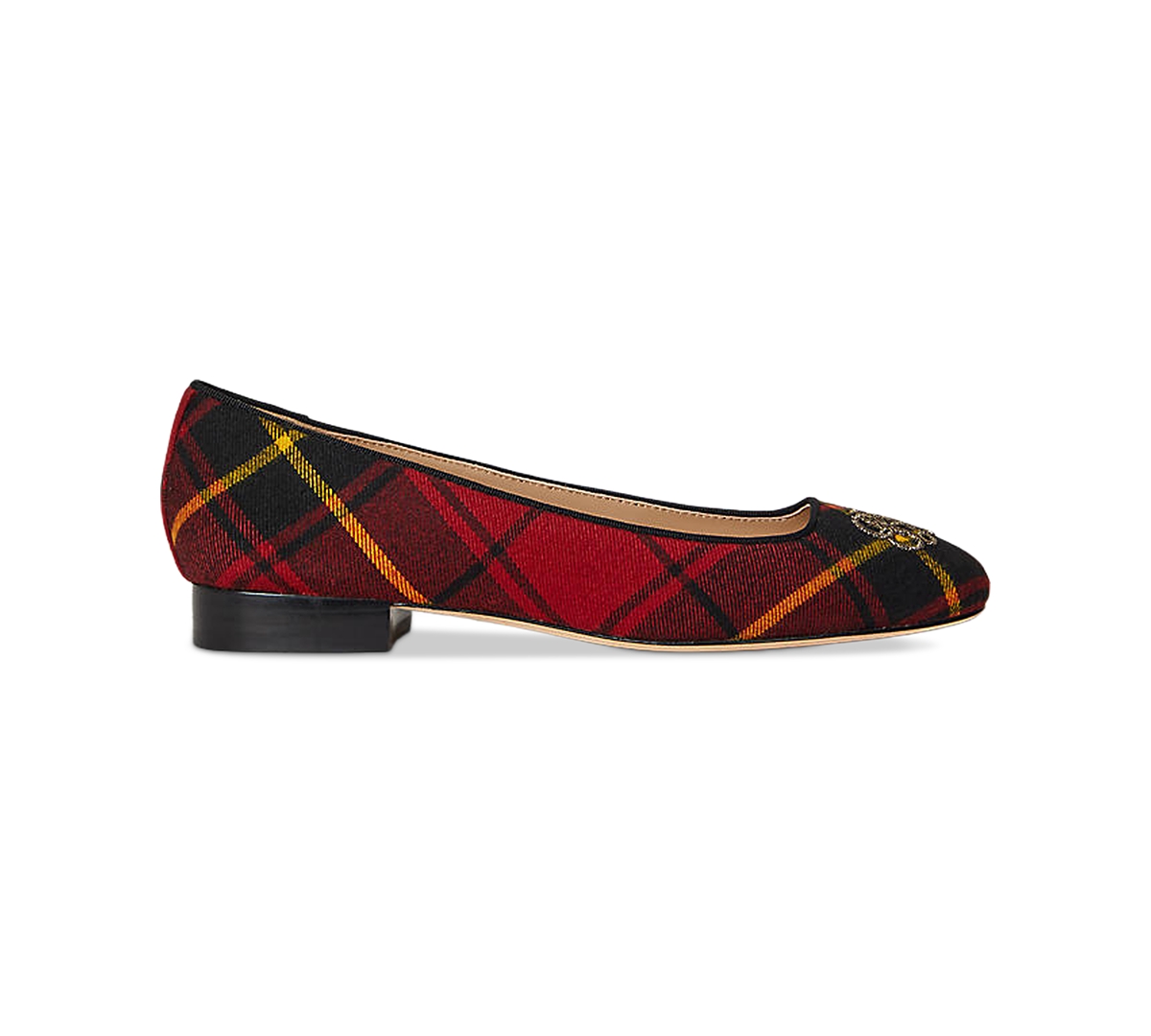 Ralph Lauren Women's Emellie Logo Plaid Ballet Flats