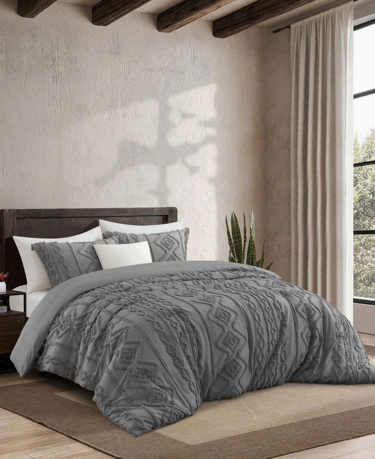 Stratford Park Aluma Geometric 3-pc. Comforter Set, Queen In Gray