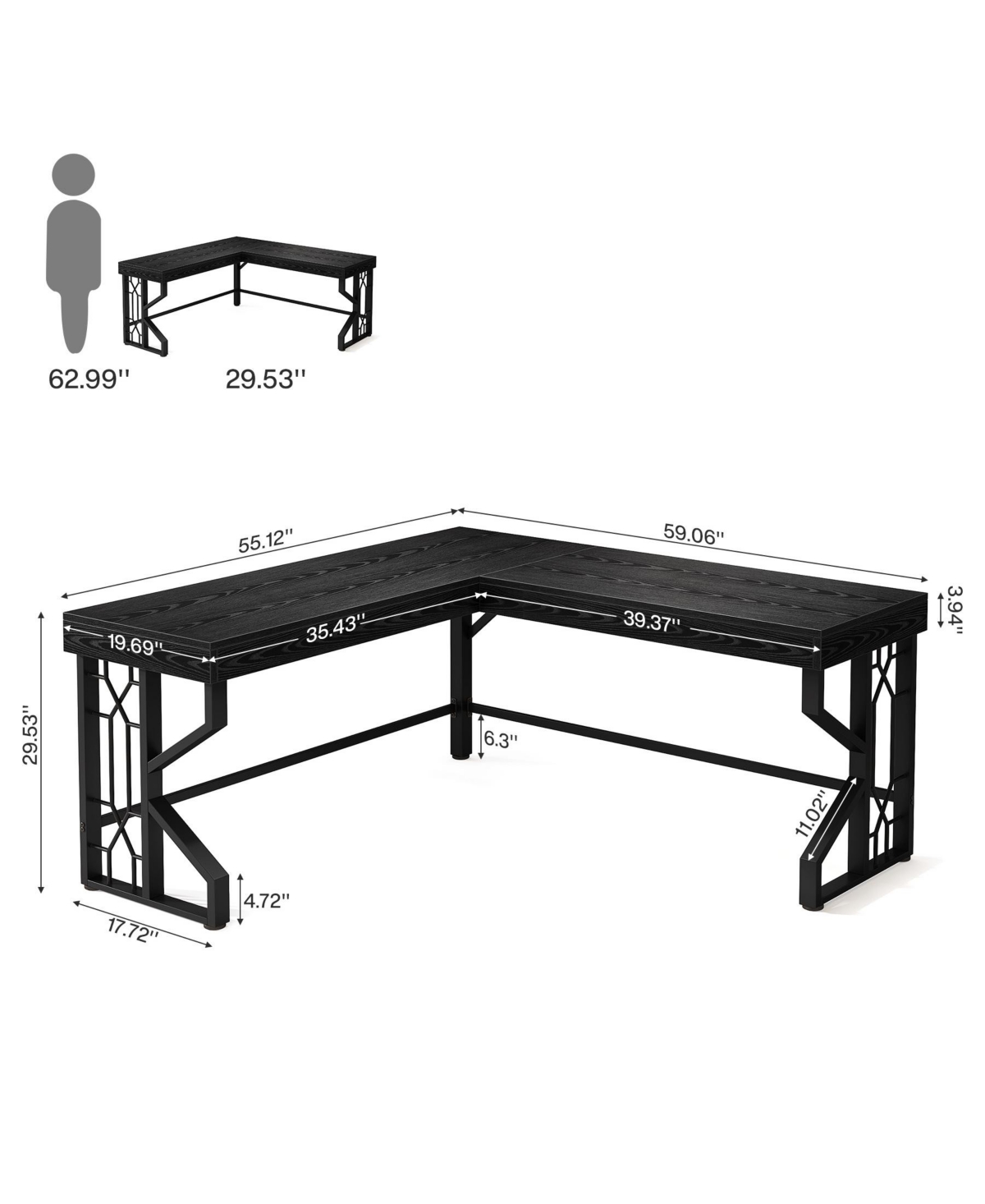 Tribesigns Modern L Shaped Gaming Desk, Corner Desk Gaming Table, Computer Desk Sturdy Writing Workstation