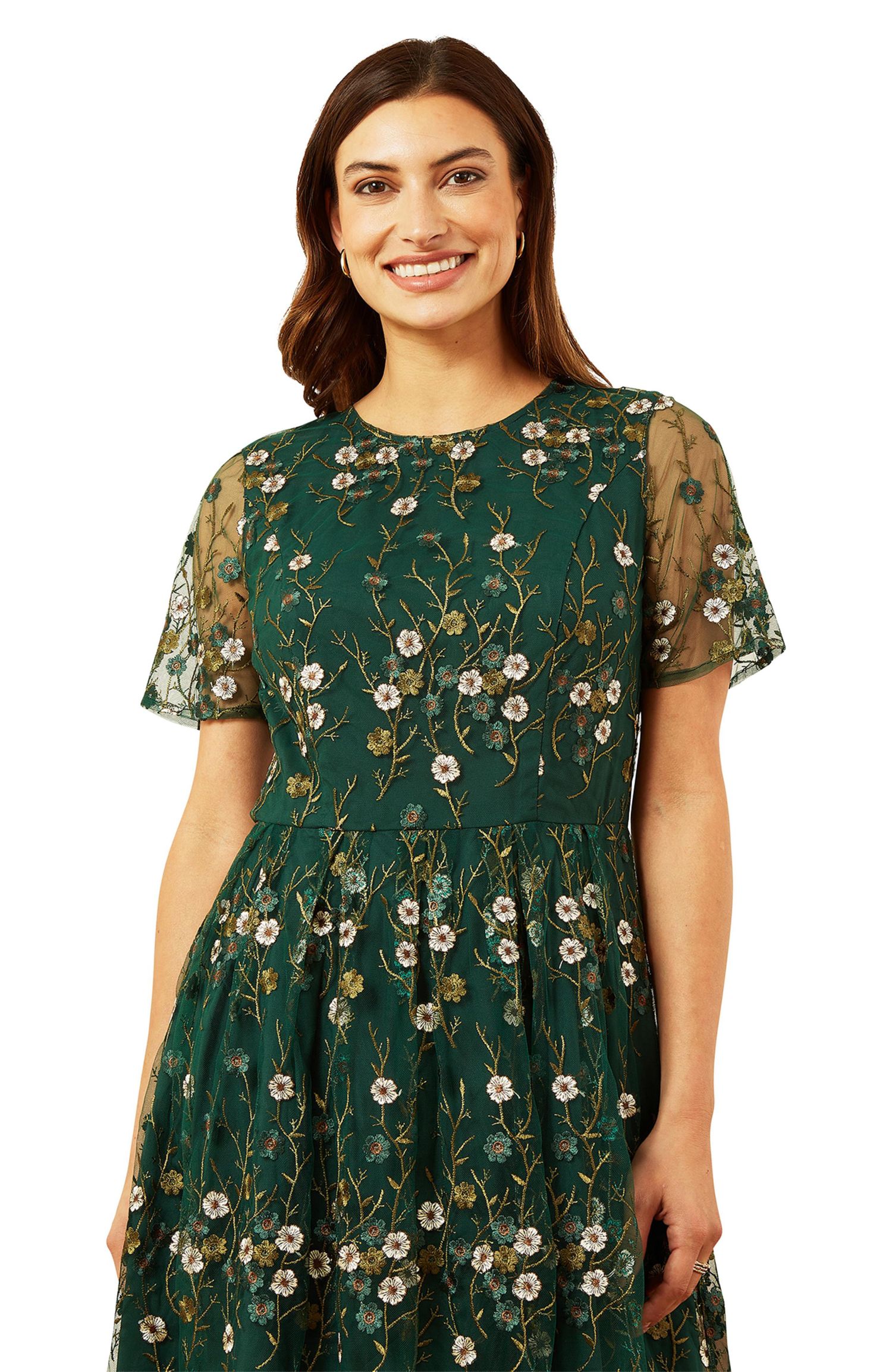Women's Embroidered Floral Skater Dress