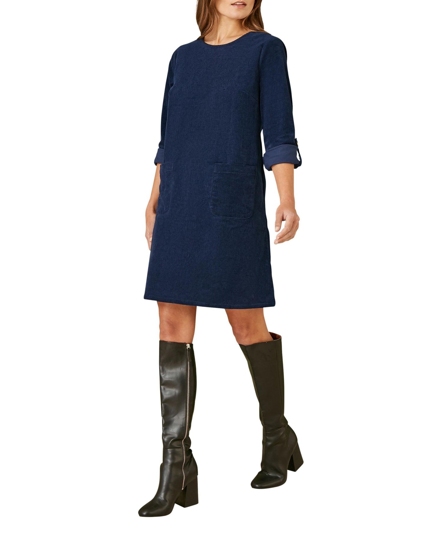 Women's Cord Tunic Dress With Pockets