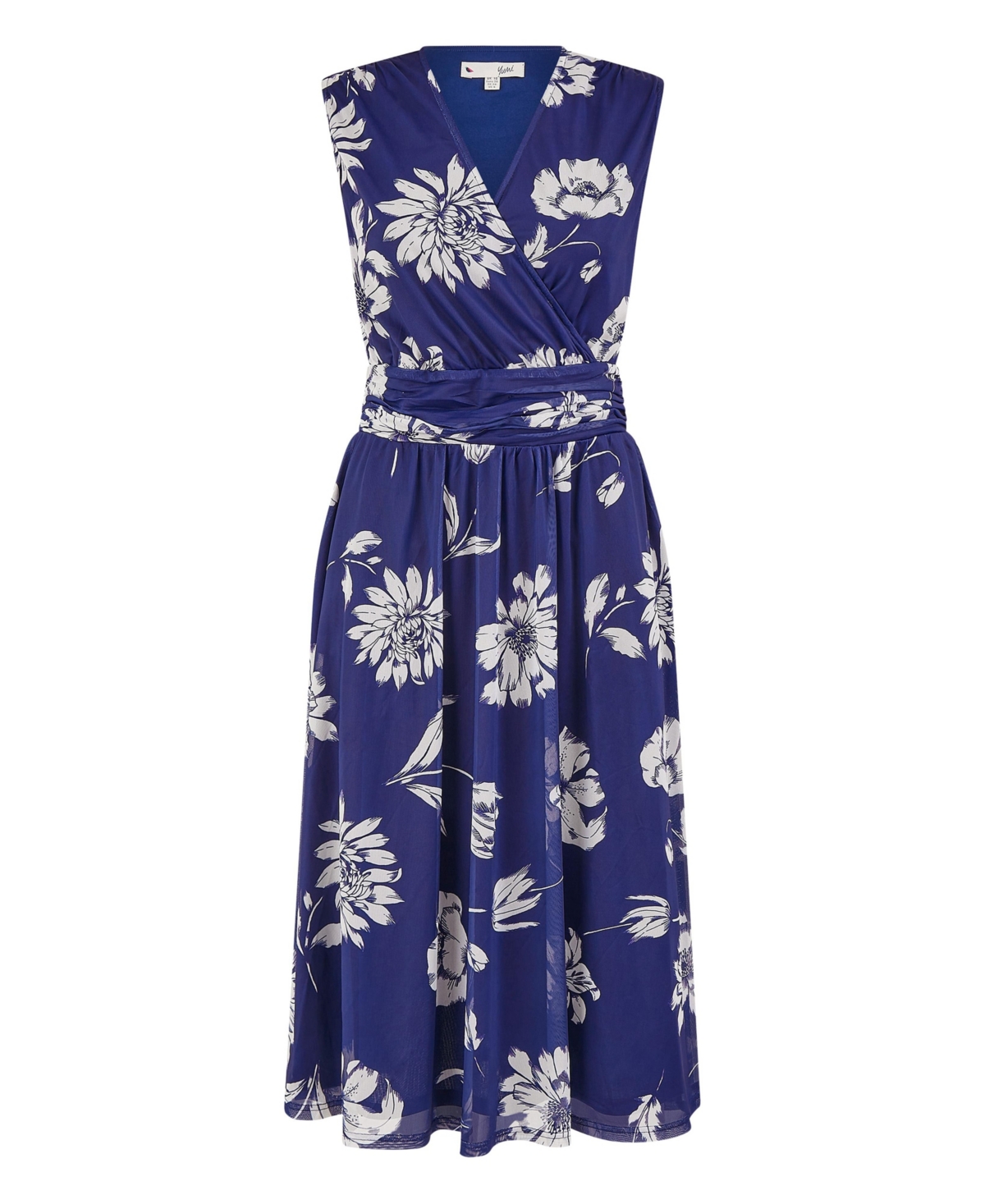 Yumi Women's Floral Print Stretch Mesh Dress