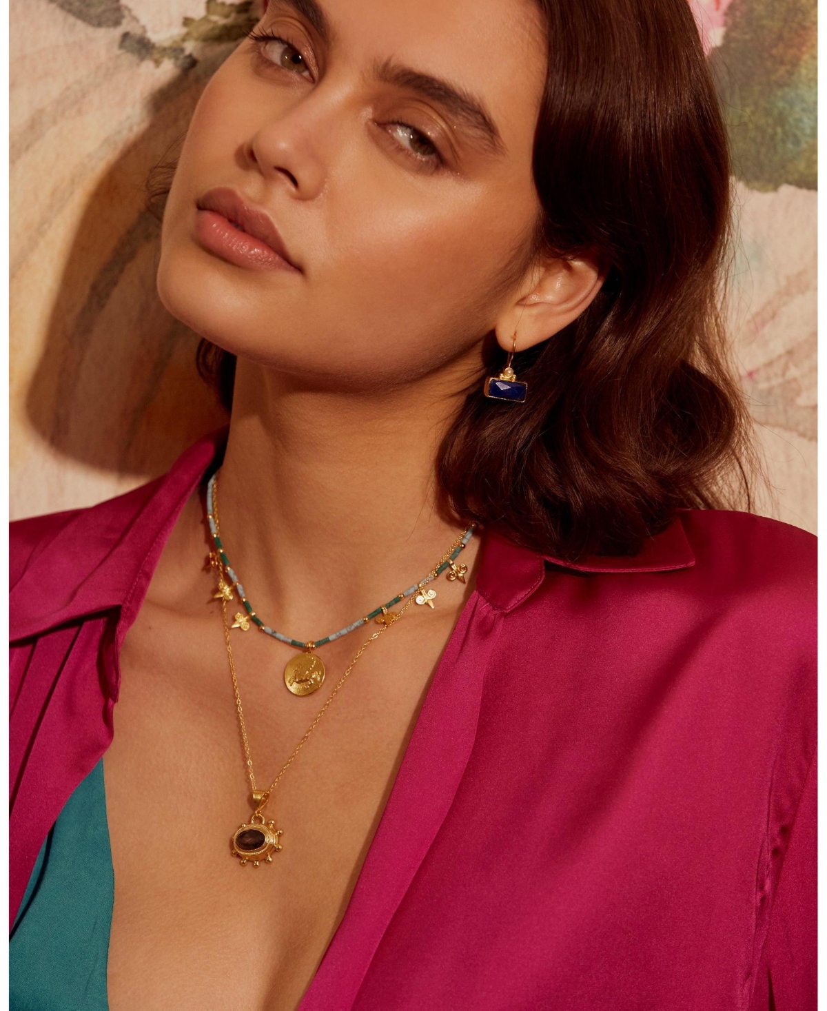 Ottoman Hands Zand Labradorite Drop Earrings