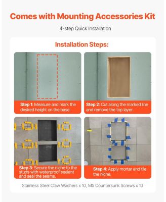 Recessed Shower Niche Wall Shelf for Bathroom Storage and Organization