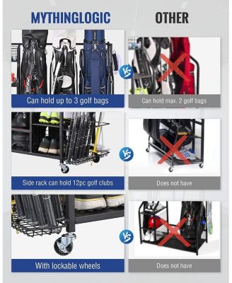 Golf Storage Garage Organizer, Golf Bag Storage Stand and Other Golfing Equipment Rack, Extra Storage Rack for Golf Clubs