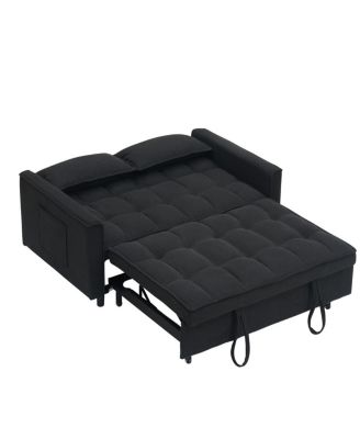 Corduroy Loveseat Sofa Bed with Adjustable Backrest, Pull-Out Tufted Sleeper Couch for Small Spaces, Dorms, Apartments-Maison Boucle