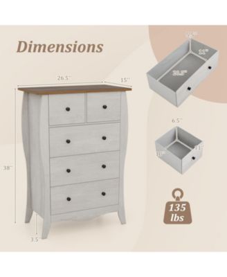 Dresser for Bedroom with 3 Folding Fabric Drawers and Anti-tipping Kit