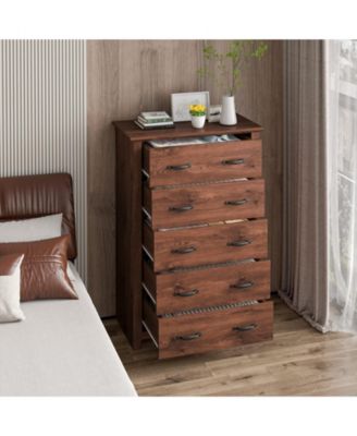 Tall Storage Dresser with 5 Pull-out Drawers for Bedroom Living Room