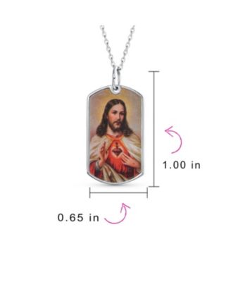 Oval Sacred Heart Jesus Pendant Necklace in Sterling