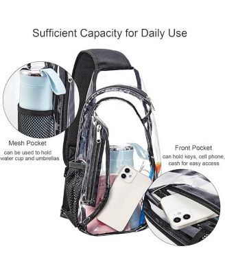 Clear Sling Bag, Stadium Approved PVC Crossbody Backpack, Clear Casual Chest Daypack for Hiking, Stadium or Concerts