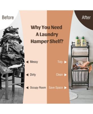 Tilt-Out Laundry Hamper 65 L, Shelf & Removable Liner, Cabinet Style, Black