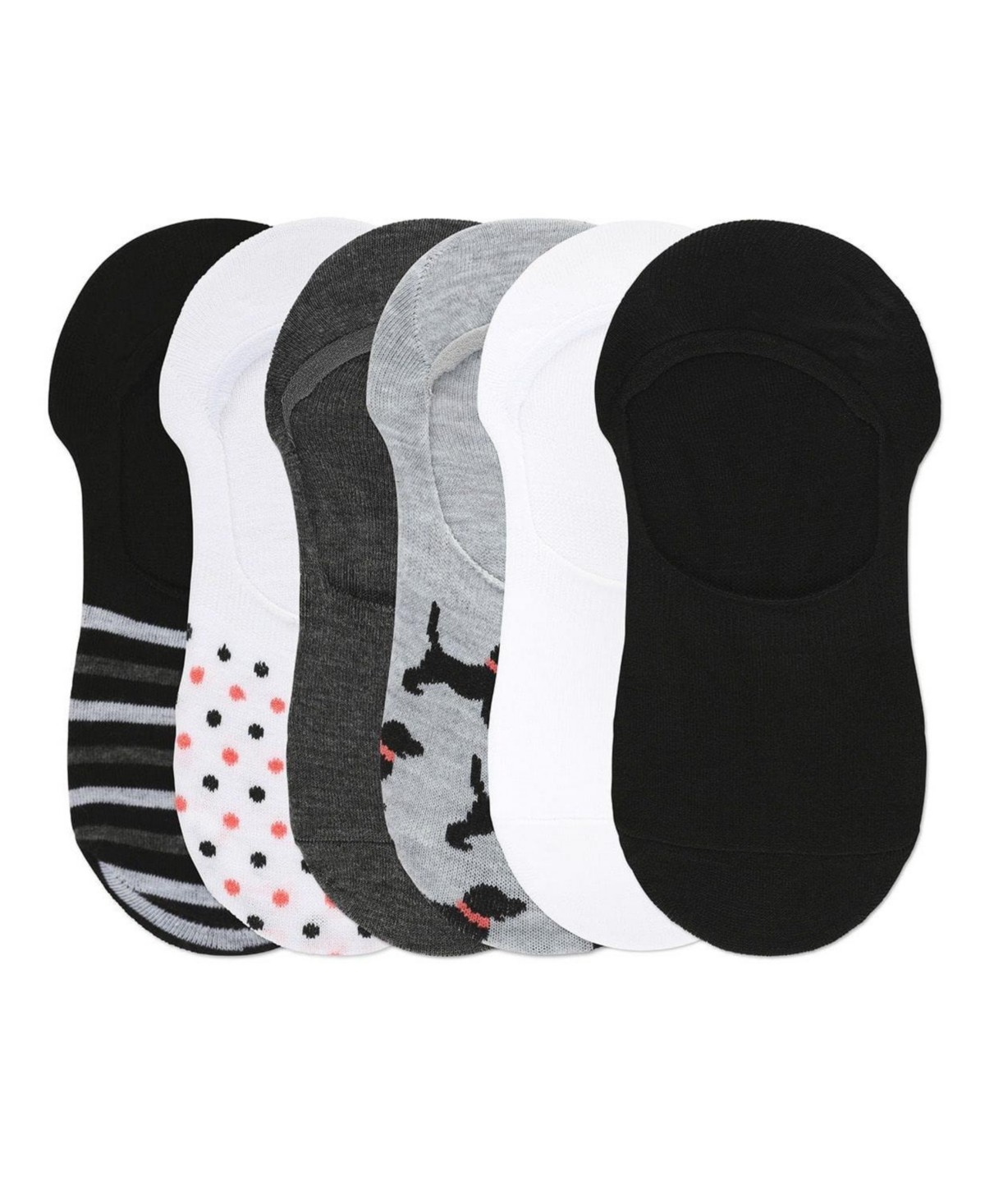 MeMoi Women's 6 Pair Pack Dogs High Cut Liner Socks