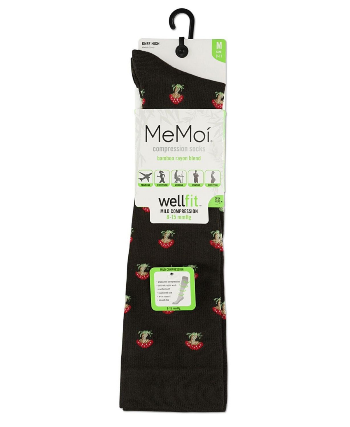 MeMoi Women's Mushrooms 8-15 Mmhg Graduated Compression Socks