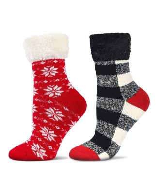 Women's 2 Pair Pack Plush Non-Skid Cabin Crew Socks