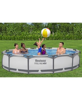 Steel Pro MAX 12 Foot by 30 Inch Above Ground Swimming Pool Set, Gray