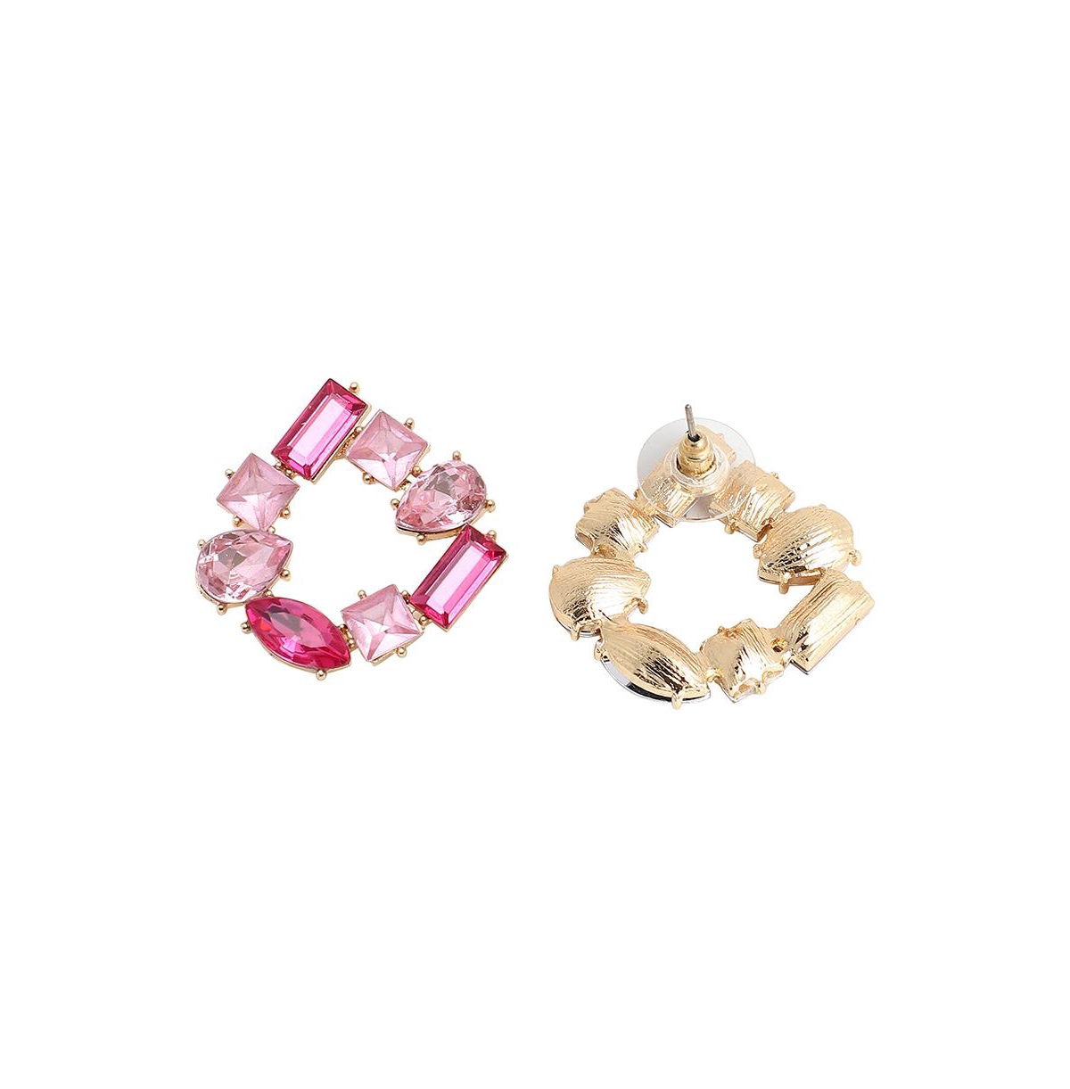 Sohi Crystal Stud Earrings In Pink