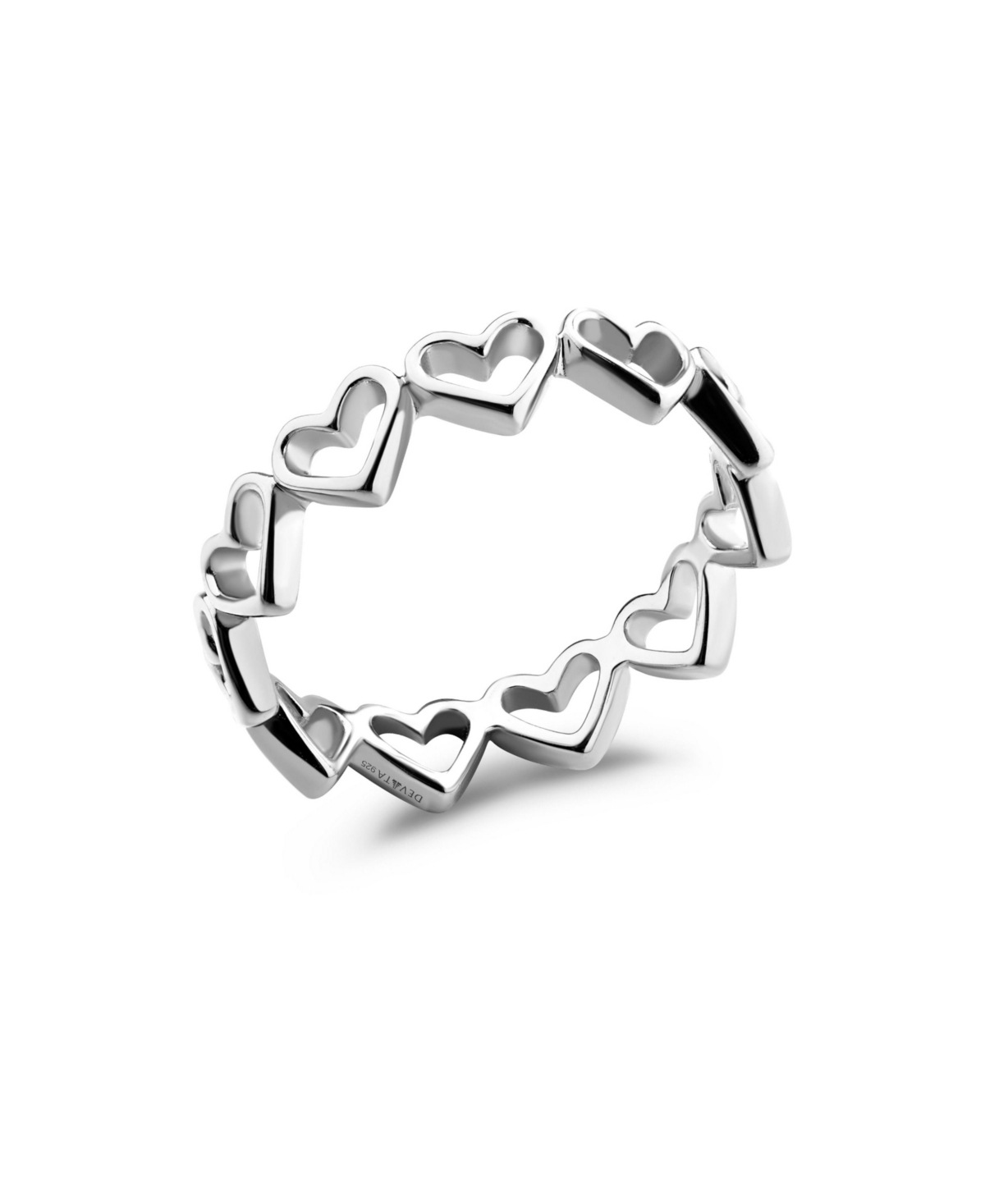 Devata Open Heart Eternity Ring in Rhodium Plated Sterling Silver