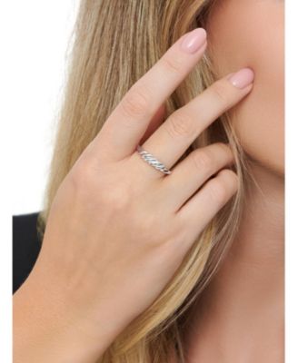 Rope Ring in Rhodium Plated Sterling Silver, Size 8