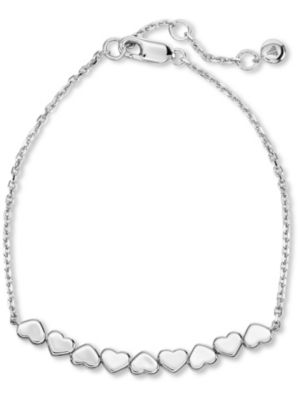 Sweet Heart Chain Bracelet in Rhodium Plated Sterling Silver, Adj 6.5/7.0/7.5 inch