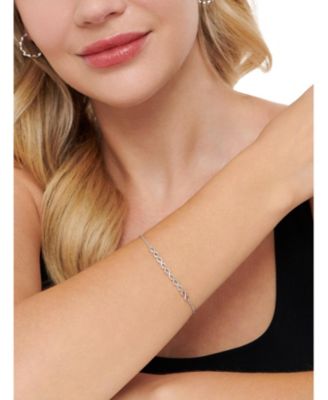 Infinity Chain Bracelet in Rhodium Plated Sterling Silver, Adj 6.5/7.0/7.5 inch