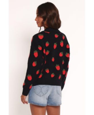 Women's Judson Strawberry Knit Cardigan - Black