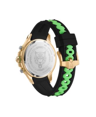 Men's Warrior Tech Chronograph Date Quartz Green Silicone Strap Watch, 47.5mm