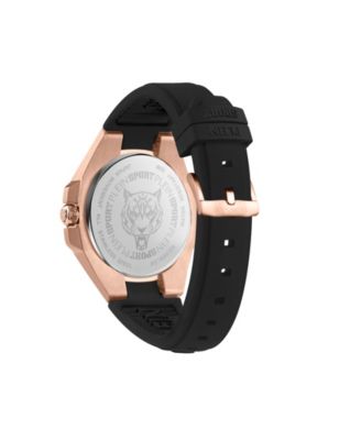 Men's Tigermaster 3 Hand Date Quartz Black Silicone Strap Watch, 47mm