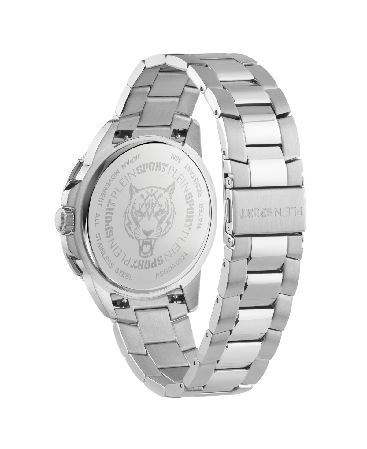 Plein Sport Mens Rampage 3 Hand Date Quartz Stainless steel Bracelet 44MM