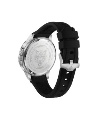  Men's City Rush 3 Hand Date Quartz Black Silicone Strap Watch, 45mm