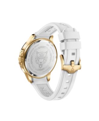 Men's City Rush 3 Hand Date Quartz White Silicone Strap Watch, 45mm