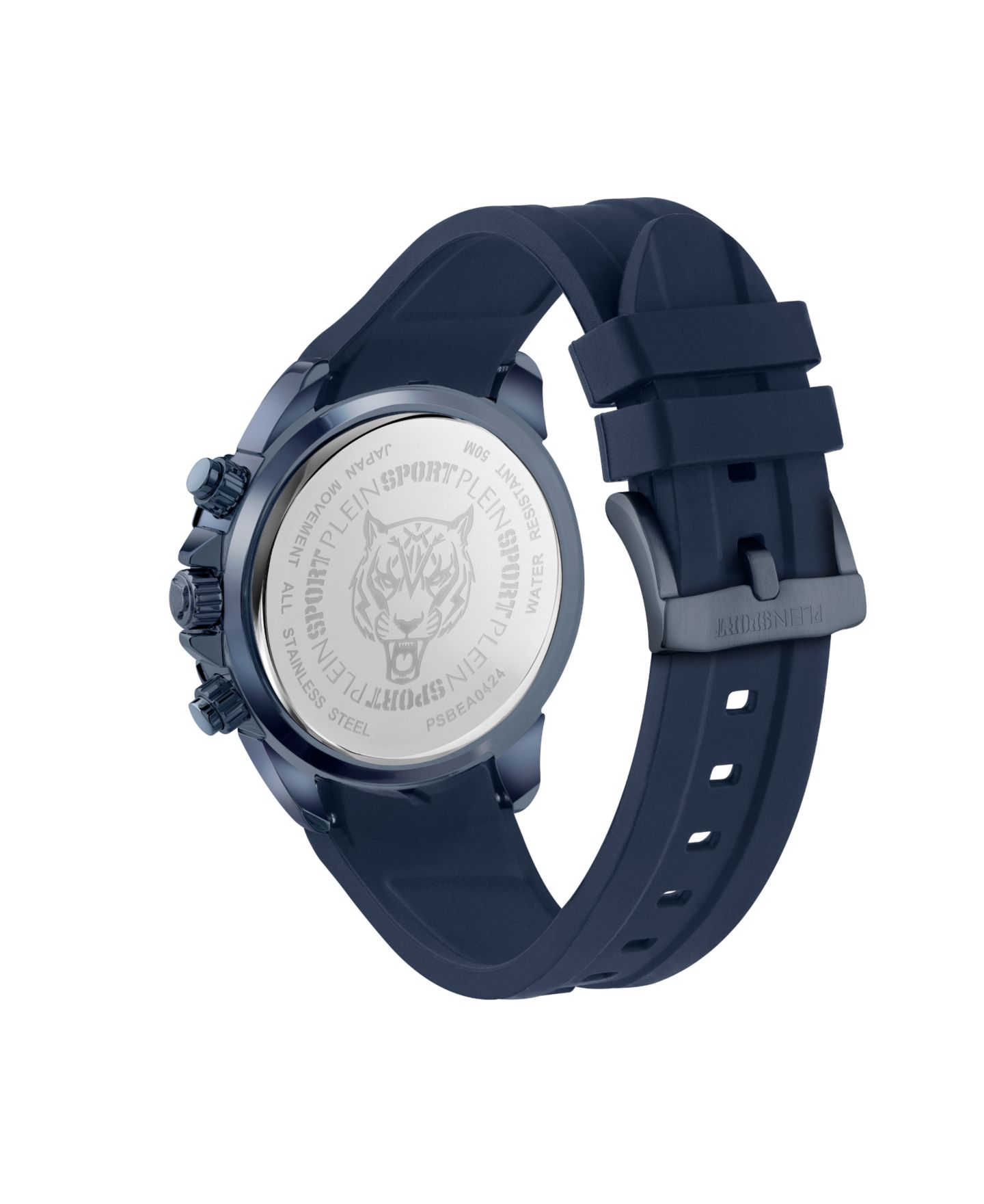 Мужские часы Plein Sport Impact Chronograph Date Quartz Blue Silicone Strap Watch 46mm — фото 3