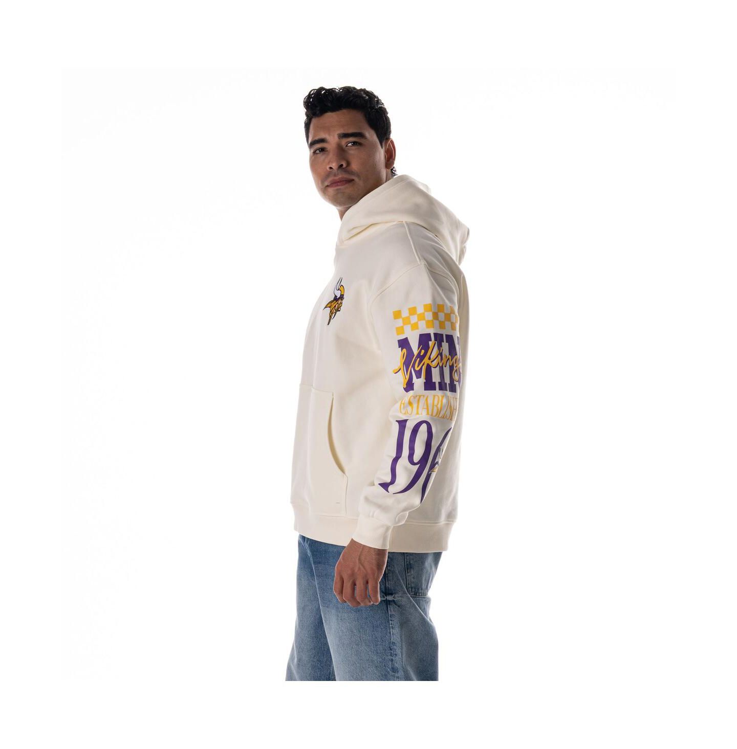 Худи The Wild Collective Cream Minnesota Vikings Stacked Graphic Sleeve Fleece — фото 2