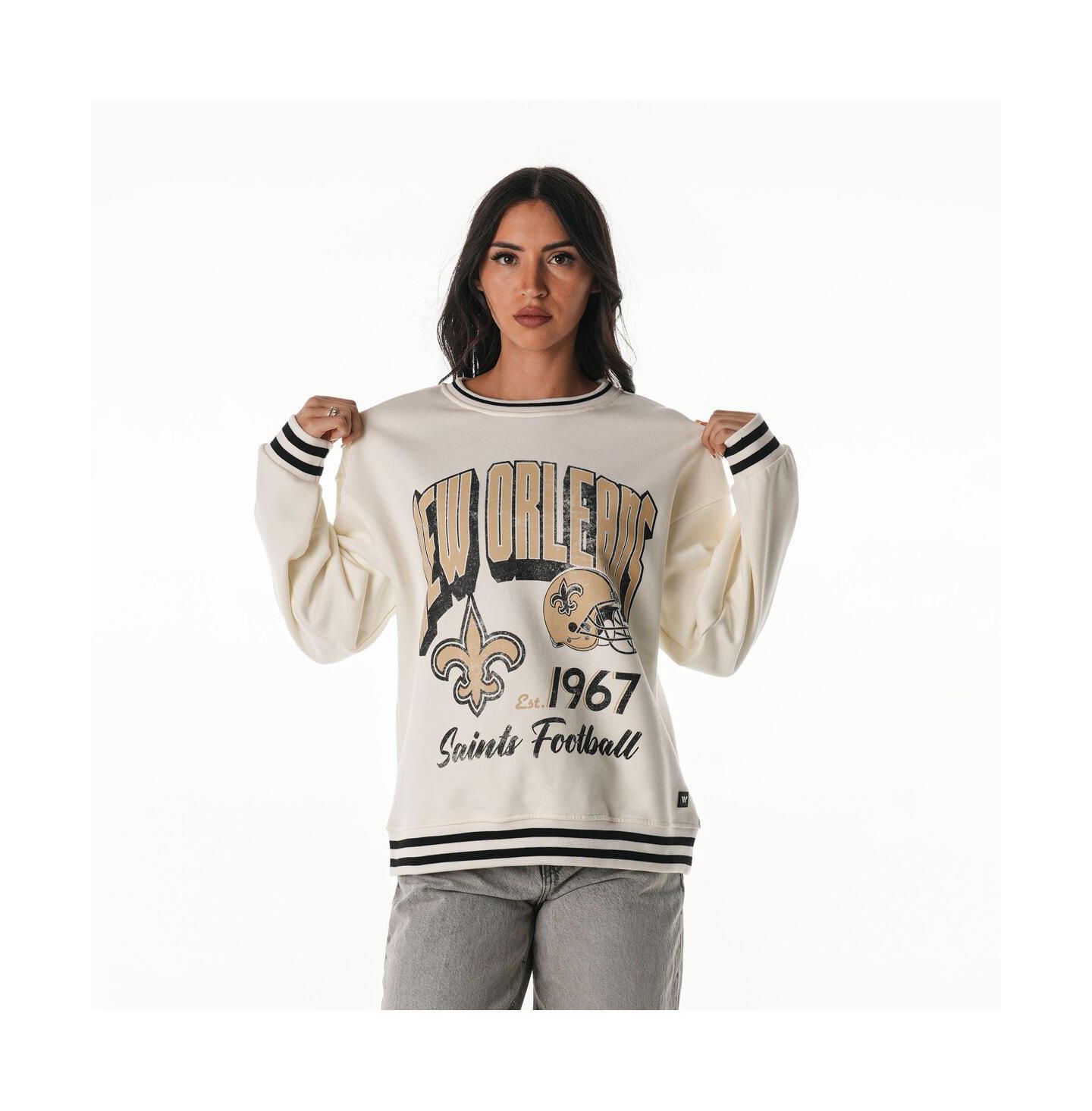 Женская толстовка The Wild Collective Cream New Orleans Saints Oversized Vintage French Terry — фото 1