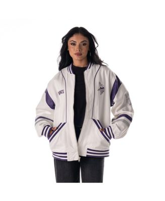 Men's and Women's White Minnesota Vikings Oversized Retro Full-Zip Jacket