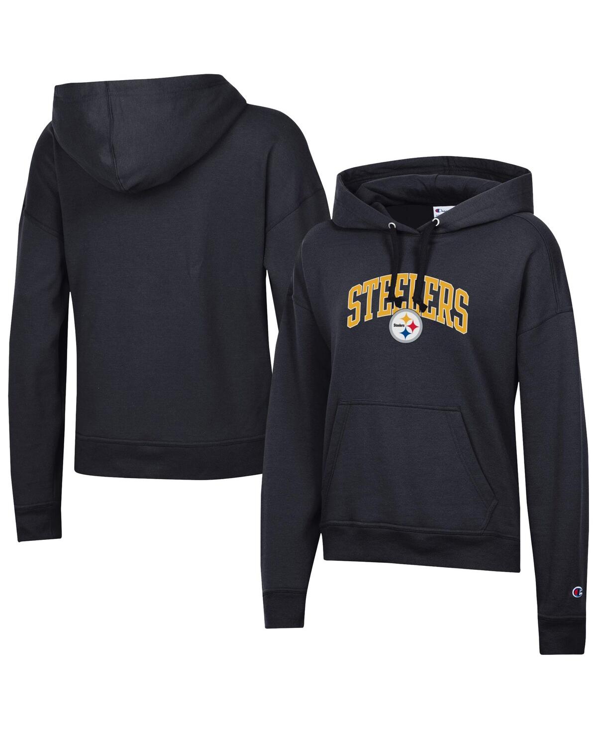 Champion Women's Black Pittsburgh Steelers Powerblend Hoodie In Black